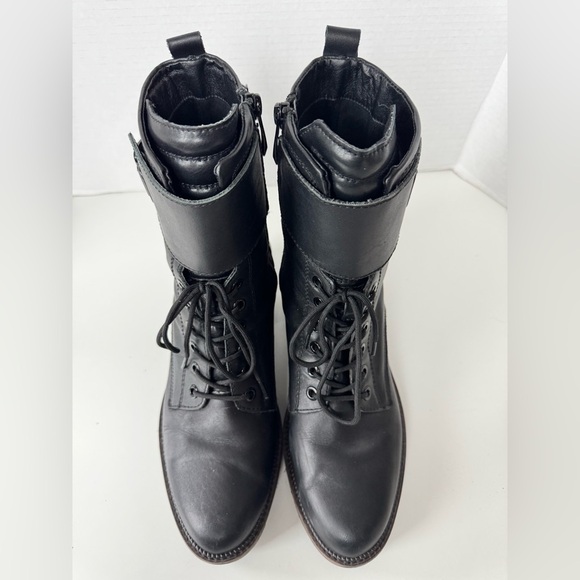 Tamaris leather moto combat boots lace up buckle bootie shoes women’s size 40 - Picture 5 of 14